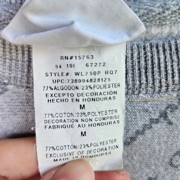 🦃 Champion Sweater Diagonal Logo Fleece Lined Gray Sweatshirt Sz Medium - Picture 9 of 9